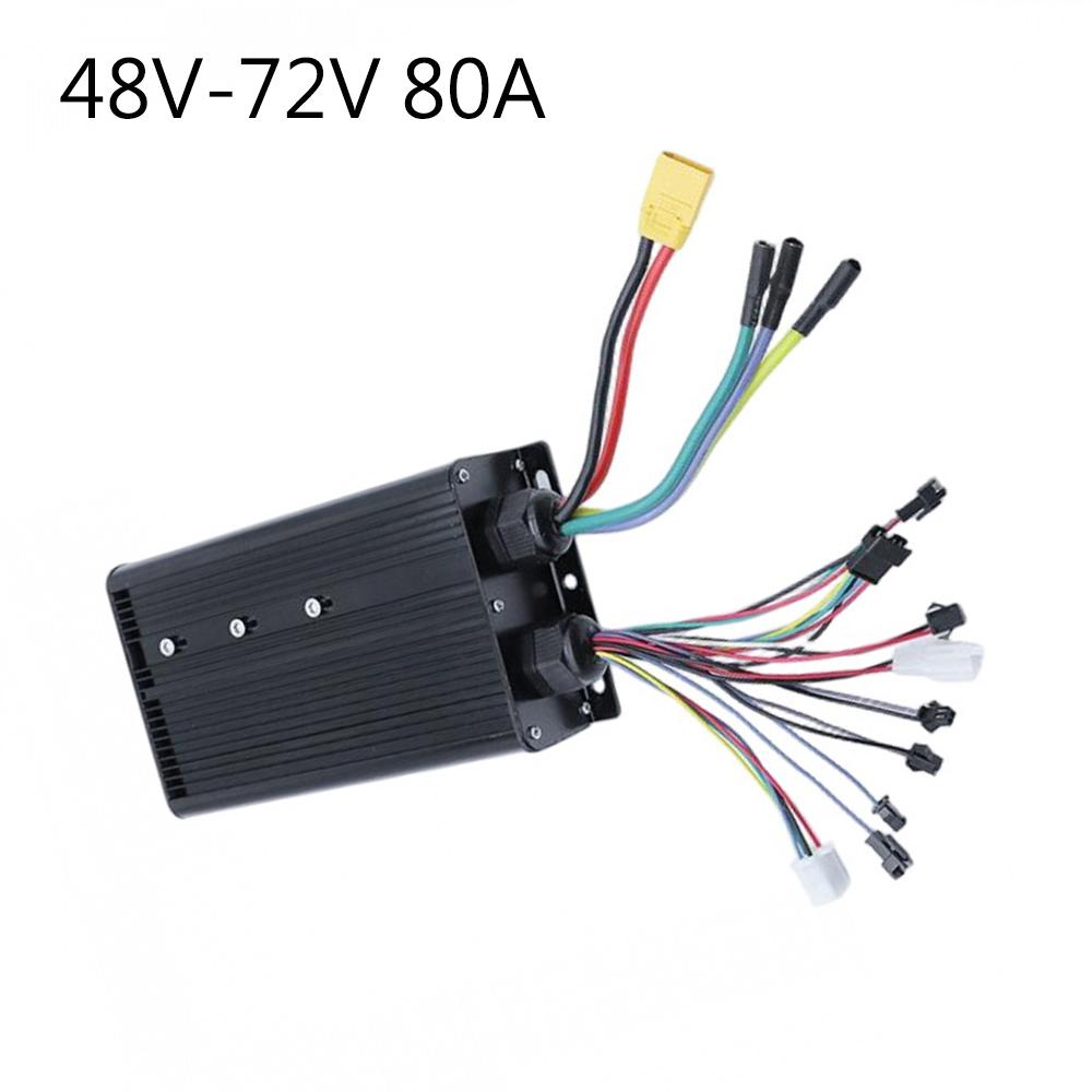 3000W Electric Bike Brushless Motor Controller 48V-72V 60A/80A Dual-Mode 18-Tube Sine Wave DC Motor Brushless Controller Black