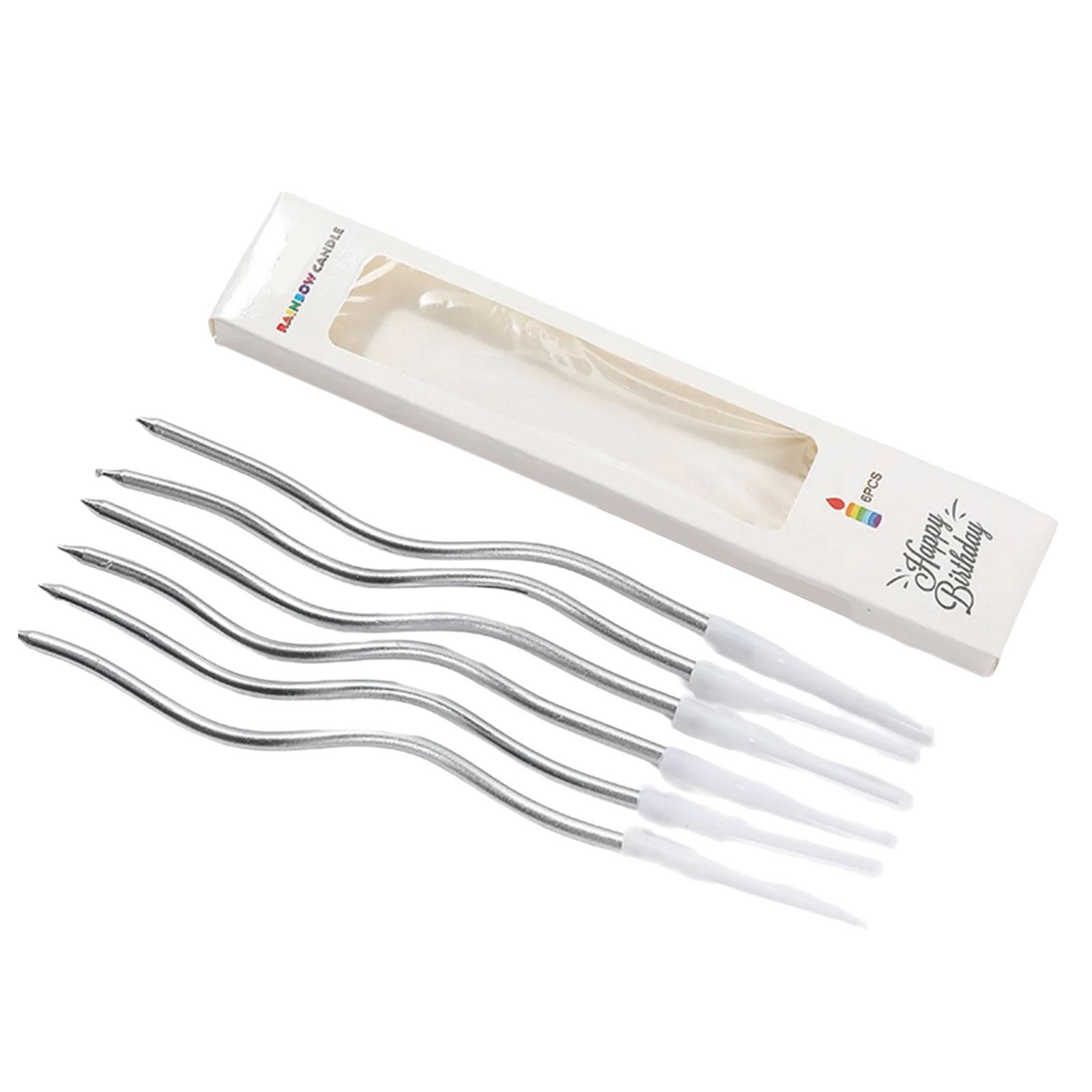 

6 шт. элегантных изогнутых позолоченных разноцветных свечей для торта на день рождения и празднование рождения ребенка, украшения кексов, праздничные принадлежности 5