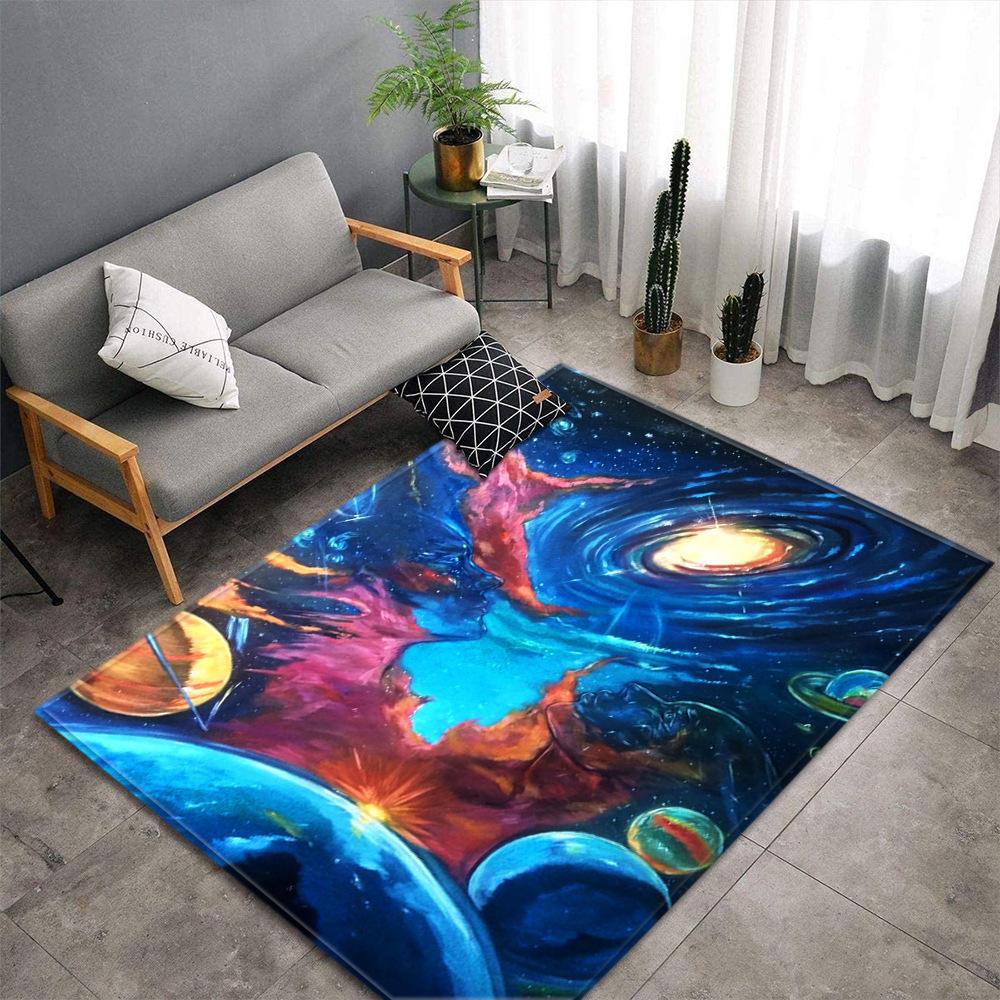 Colorful Galaxy Planet Large Carpet Feather Wind Bedroom Floor Mat