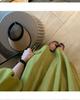 Women's Summer 2025 Green Spaghetti Strap Off-the-Shoulder Maxi Dress - Elegant French Beachwear