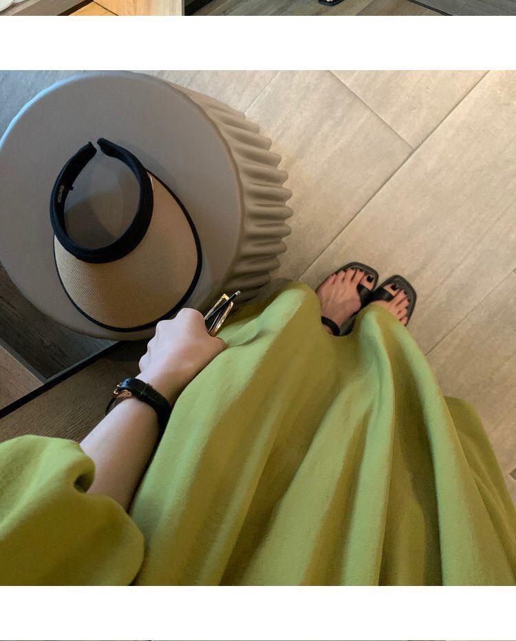 Women's Summer 2025 Green Spaghetti Strap Off-the-Shoulder Maxi Dress - Elegant French Beachwear