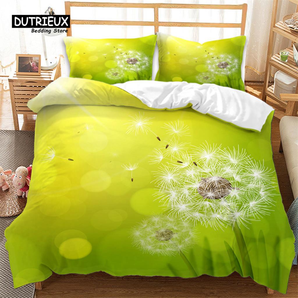 

Comforter Dandelion Spring Green Branch Garden Leaves Bedding Set Microfiber Botanical Comforter King Bedroom Decor Comforter (quilt)-EU Single(135*200cm)3pcs