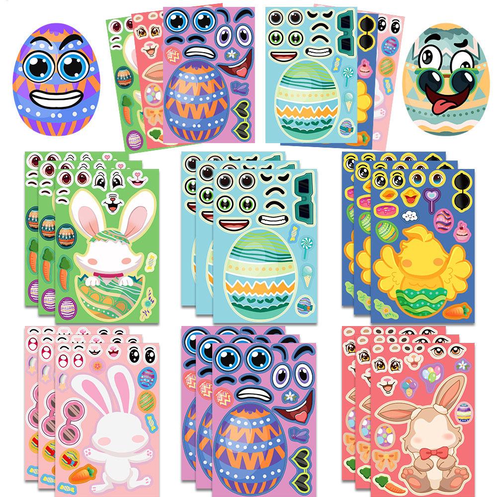 Sticker Faces for Kids 8-Sheet Funny Easter Party Favors Fun Kids Make Your Own Stickers for Boys Girls Children Home School Car