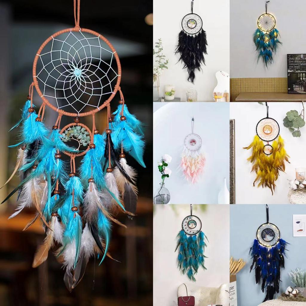 Life Tree Wind Chime Stone Hanging Ornament Fresh Girl Heart Forest Feather Pendant Bedroom Windowsill Creative Decoration