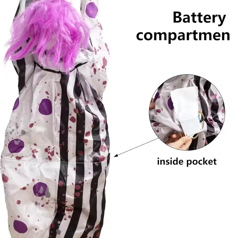 Halloween New Arrival Sound Activated Glowing Talking Hanging Ghost Scary Decor with Clown for Haunted House Party Prop Decor