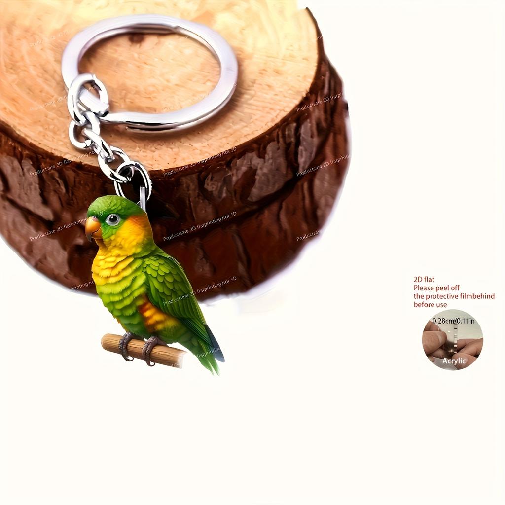 Cute Parrot 2D Acrylic Keychain, Decorative Hanging Charm for All Events & Holidays, Ideal Gift Choice
