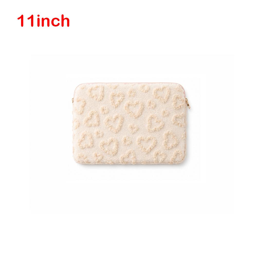 Plush Notebook Computer Sleeve Heart Pattern Protective Device Case Tablet Sleeve Daily Commuting
