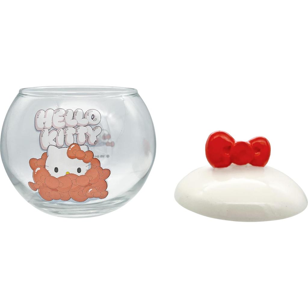 Sanrio Edgy Candy Glass Canister with 10 x 11 320 SAN4797 "Hello Kitty" Pot, Ribbon, White, Approx. cm, ml,
