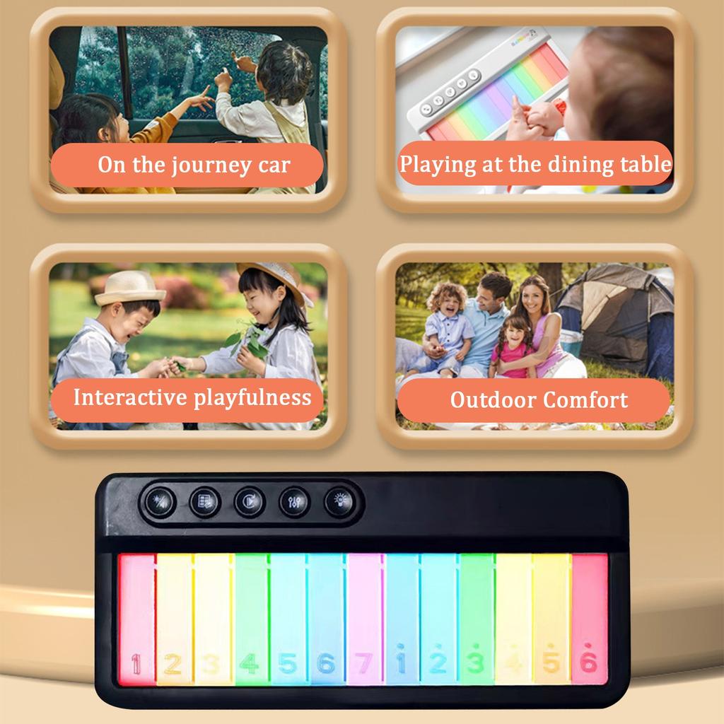 Luminous Kids Keyboard (Black) Pocket Piano Learning Music Toys Toddler Educational Toys Suitable For Baby Girls Boys Birthday Gifts 1 To 5 Years Old