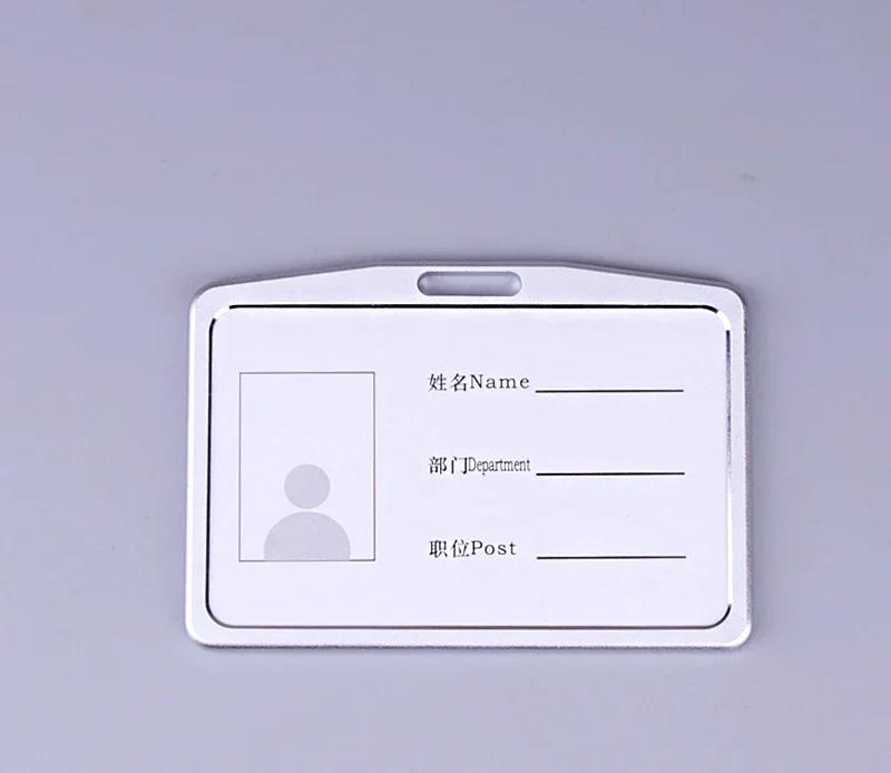 1pcs Work Badge Holder Card ID Holders Metal Business Credit Card Holder Clip Neck Strap Lanyard Aluminum Alloy Card Cover Case