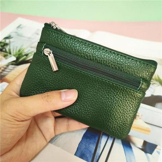 

Genuine Leather Multifunctional Mini Key and Coin Purse темно-зеленого