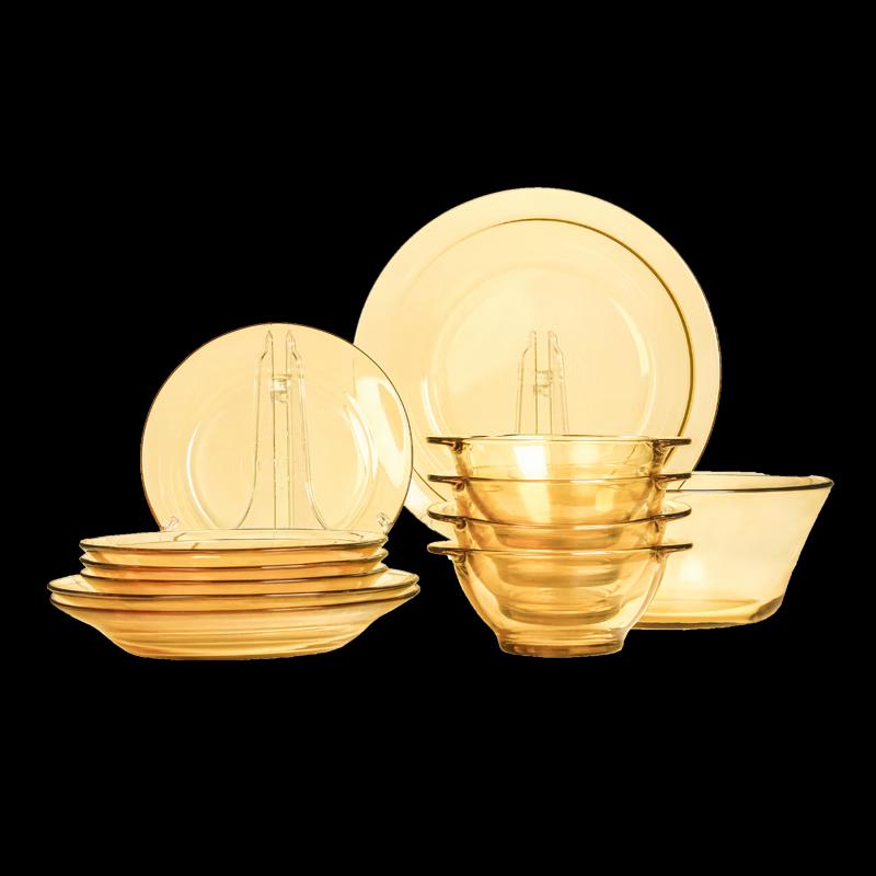 PYREX Corning Shiny 12-Piece Heat-Resistant Glass Dinnerware Set