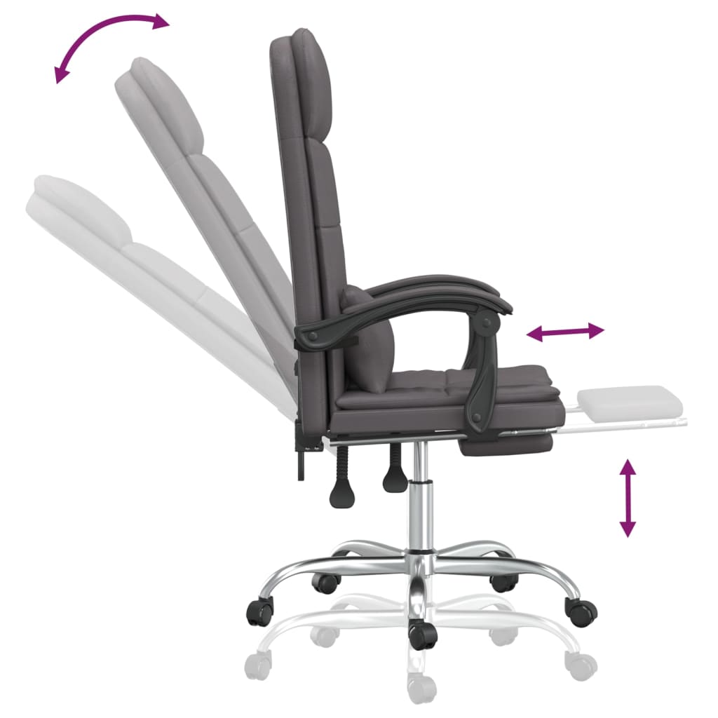 Office Chair with Massage Function Grey Artificial Leather