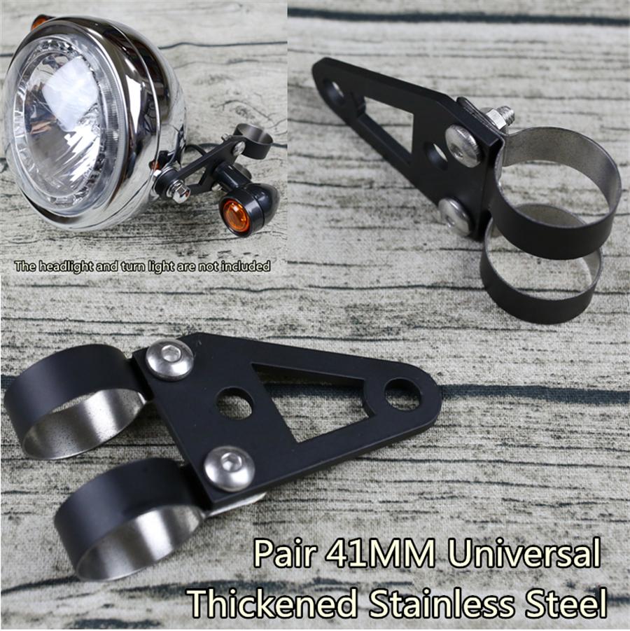 Black Steel Motorcycle Headlight Bracket Turn Lights Mount Holder For 41mm Fork