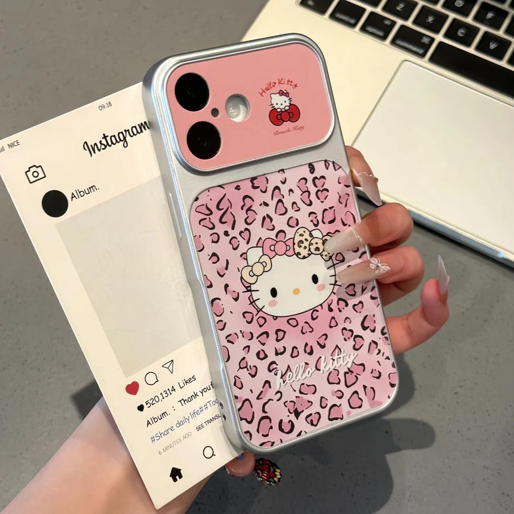Pink Leopard Cat Is Suitable for iPhone Apple 17Promax Mobile Phone Case 16/15/14 Electroplating Large Window 13 Sets