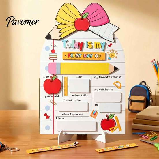 Magnetisches Tisch-Message-Board, Schild für den ersten und letzten Schultag für Kinder, Wiederverwendbares Holz-Memo-Kreidetafel-Schild, Niedliches Schreibschild für tägliche Notizen und Zeitpläne