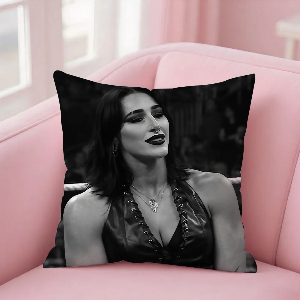 R-Rhea R-Ripley Pillow Case Square Double-Sided Printing Short Plush Sofa Cushion Cover Bedroom Bedside Pillow