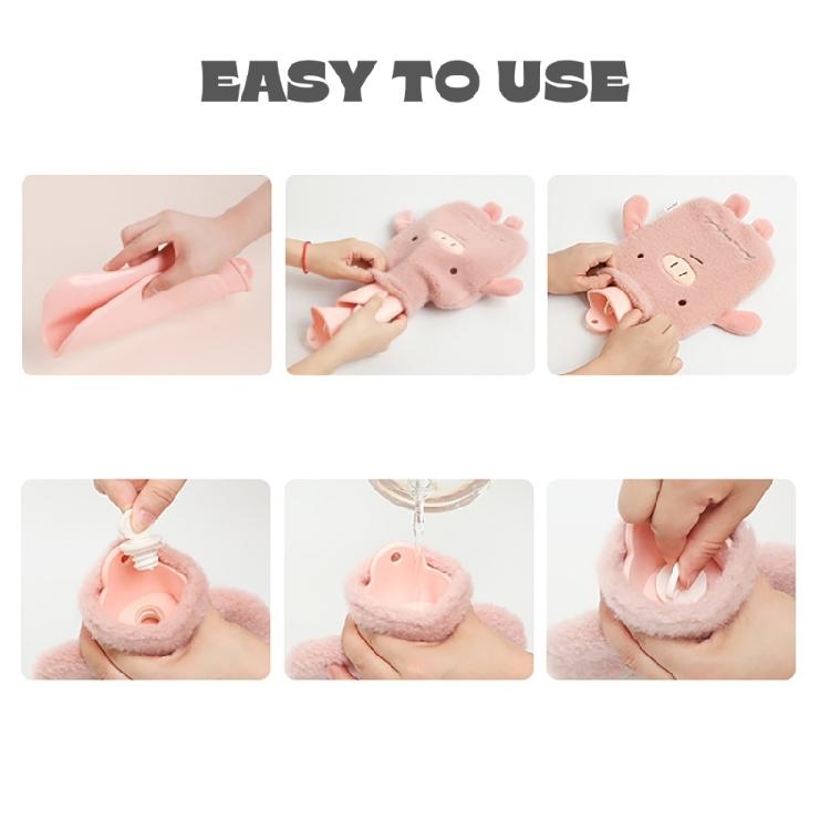 1000ML Handwärmer Wärmepack Heißwasserflaschen Niedliches Tier Wiederverwendbare Heißwasserflasche Handwärmer zur Schmerzlinderung Frauen