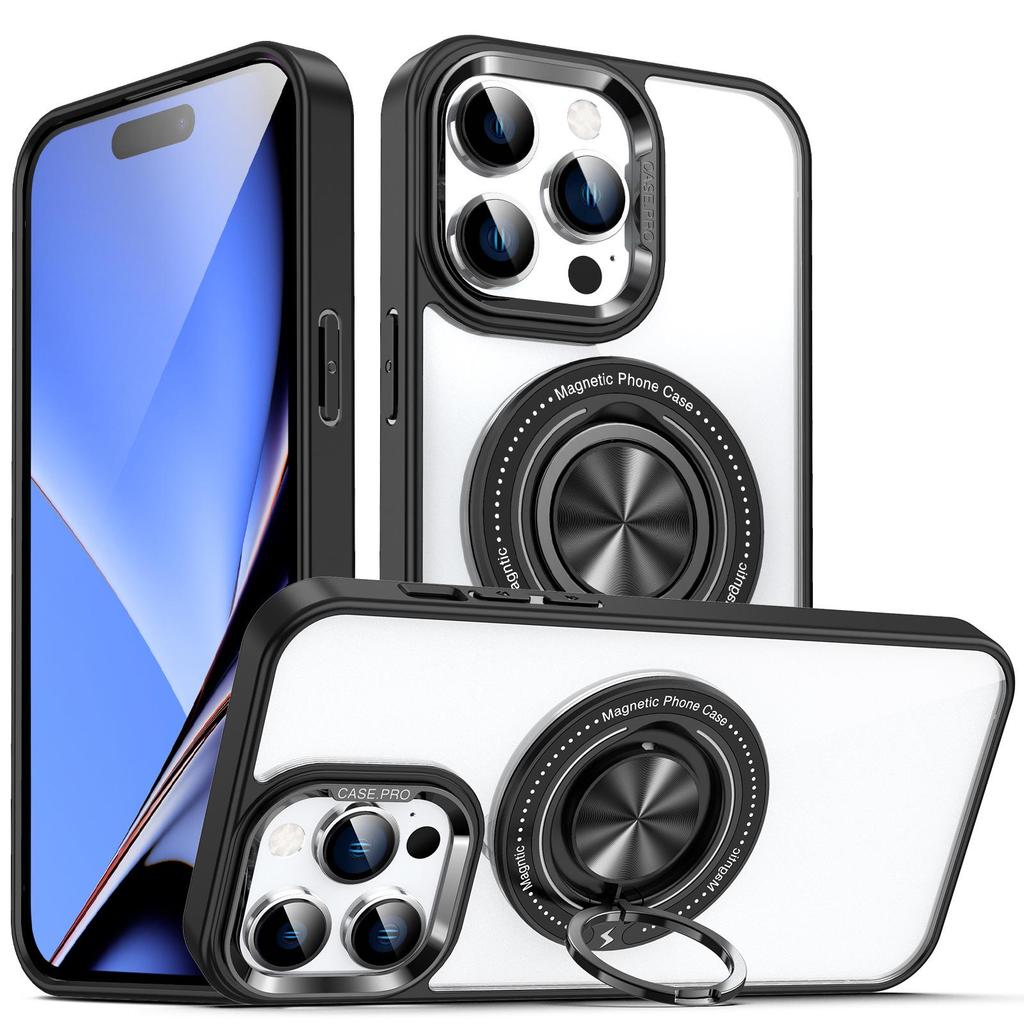 Magnetic Rotating Ring Stand iPhone 17 Pro Max Case, Transparent & Drop-Proof