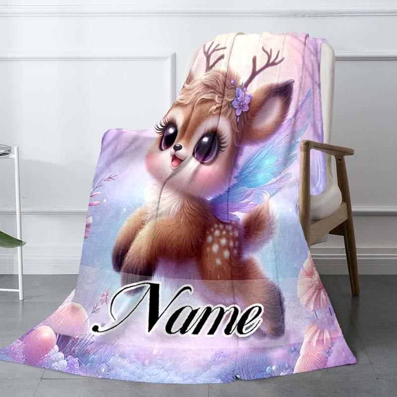 Deer Customize Your Name Blanket Warm Comfortable And Soft Blankets Are Suitable For Home Lunch Break Blanket Office Sofa Sofa Gift To Relatives And