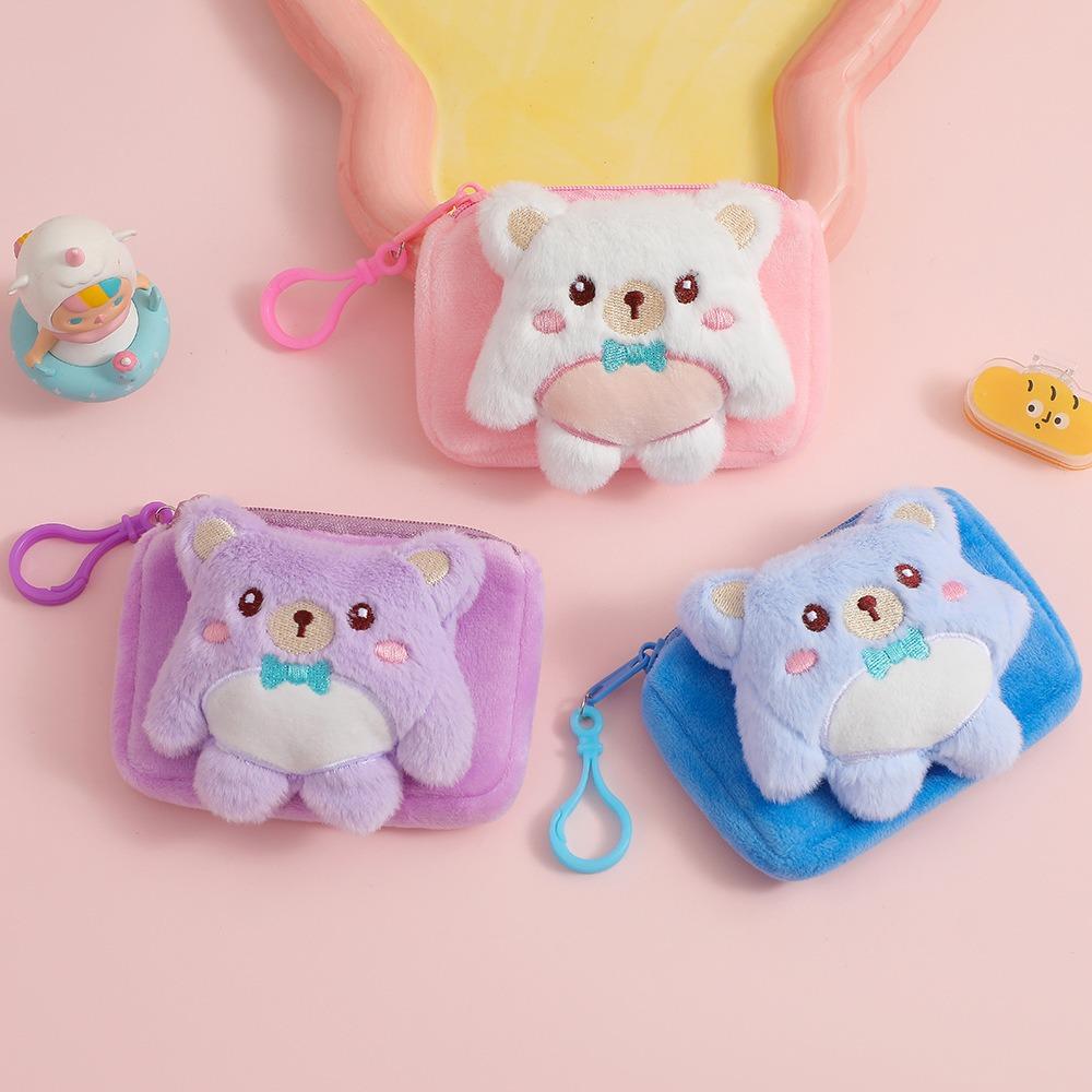 

Плюшевый мультяшный медведь, плюшевый кошелек на молнии, маленький плюшевый кошелек, милый милый медведь, кошелек для монет, сумка для помады