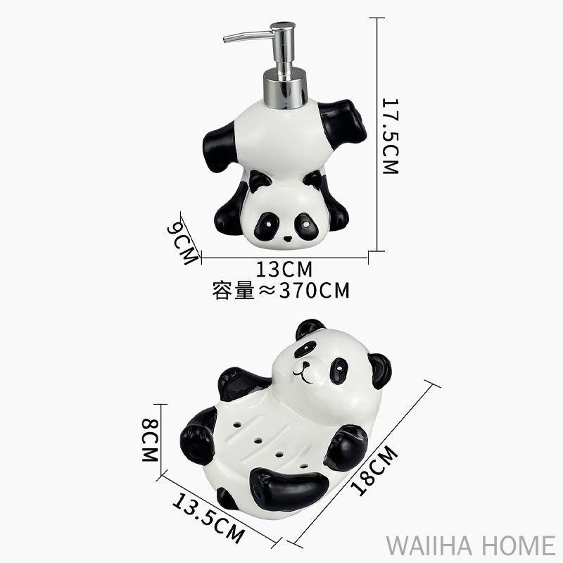 Creative Children Panda Ceramic Soap Dispenser Panda Shape Soap Dish Bathroom Decoration Accessories Shampoo Bottle Girls Gift