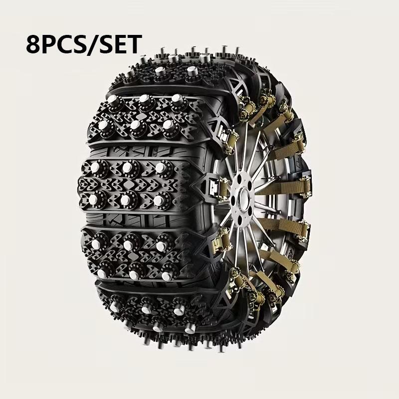 8PCS/set Universal Anti-slip Car Chains Are Suitable for Snow, Ice and Muddy Ground Anti-ski Chains Are Suitable for SUV and Off-road Truck Tires