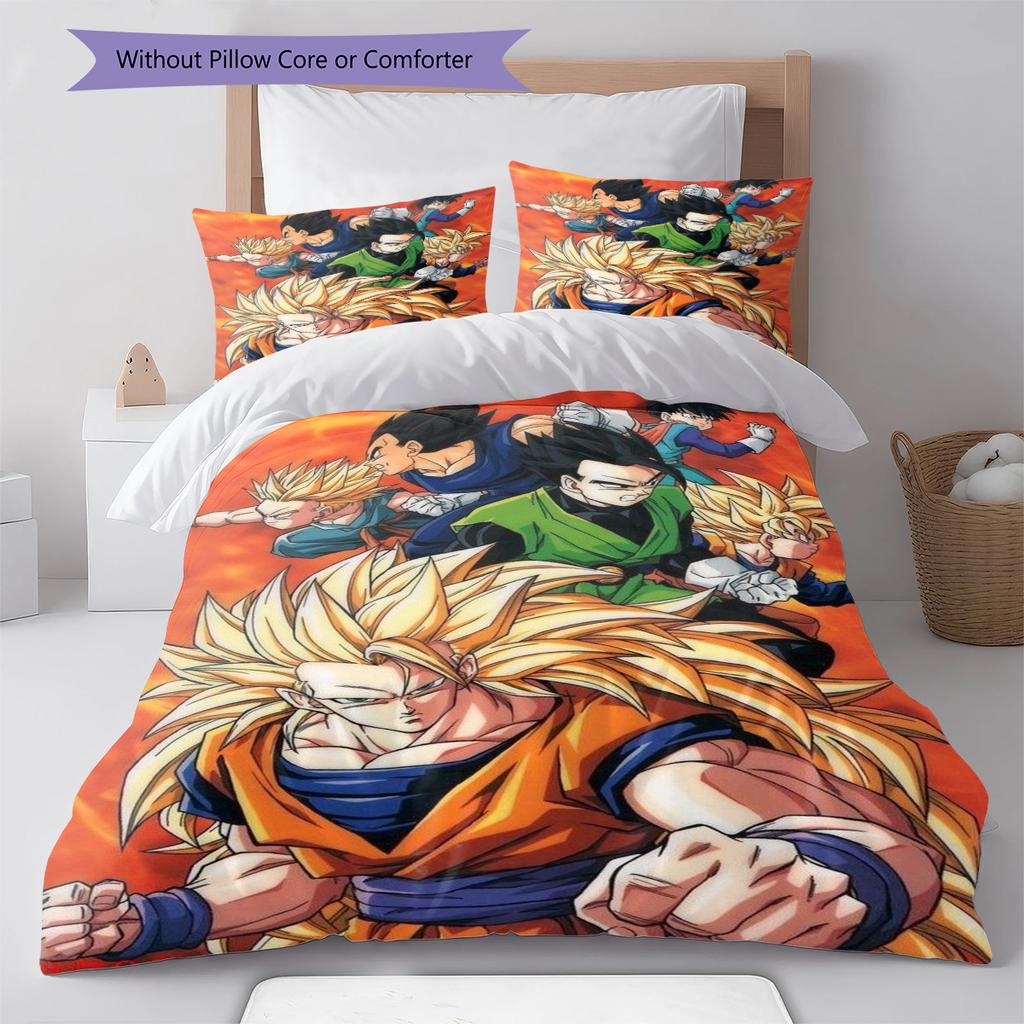 Set cu cuvertură și fețe de pernă cu model de desene animate Decorare casă Cadou de ziua de naștere (1 * husă de pilotă + 2 * fețe de pernă, fără miez)
