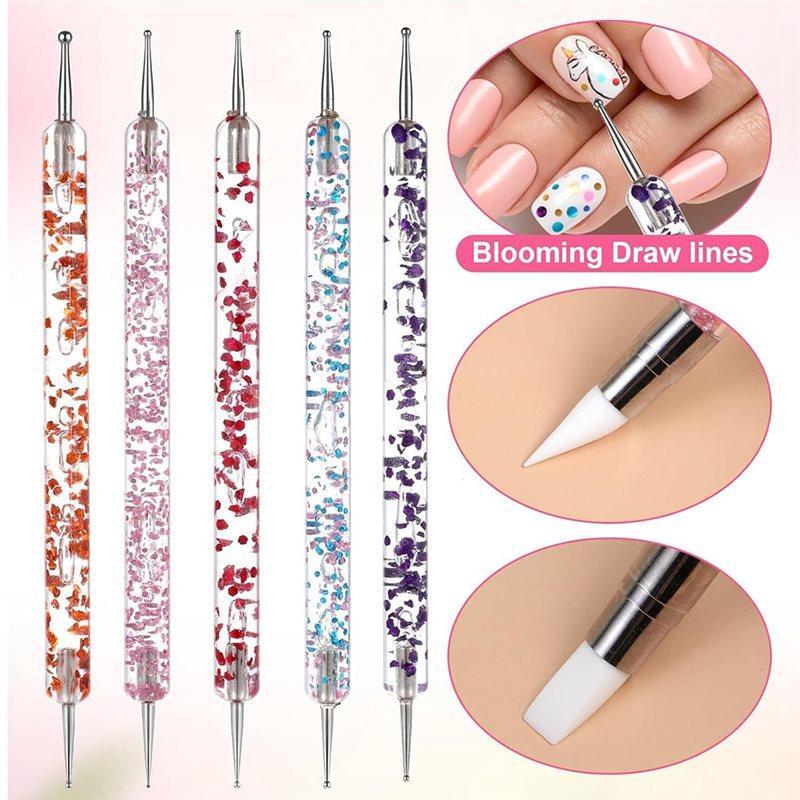 2025 Trend Nail Art 10-teiliges Werkzeugset zum Tupfen und Modellieren - Doppelseitig für Design, Blattgold, Schnitzen, Malen & 3D-Effekte