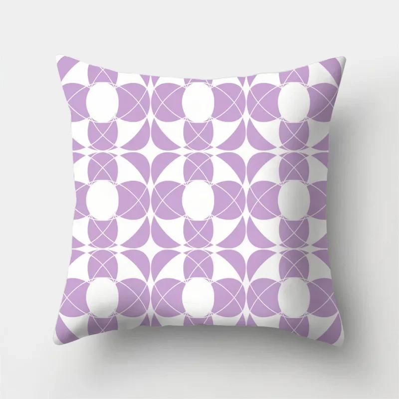 Lila Geometrisches Streifenmuster Druck Kissenbezug Zuhause Wohnzimmer Büro Sofa Dekoration Quadratisches Kissen