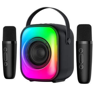 Machine de Mini Karaoké Onikuma avec Deux Microphones Sans Fil, Haut-Parleur Bluetooth Portable avec Rétroéclairage RGB, Haut-Parleur Supporte Carte TF/USB, Entrée AUX