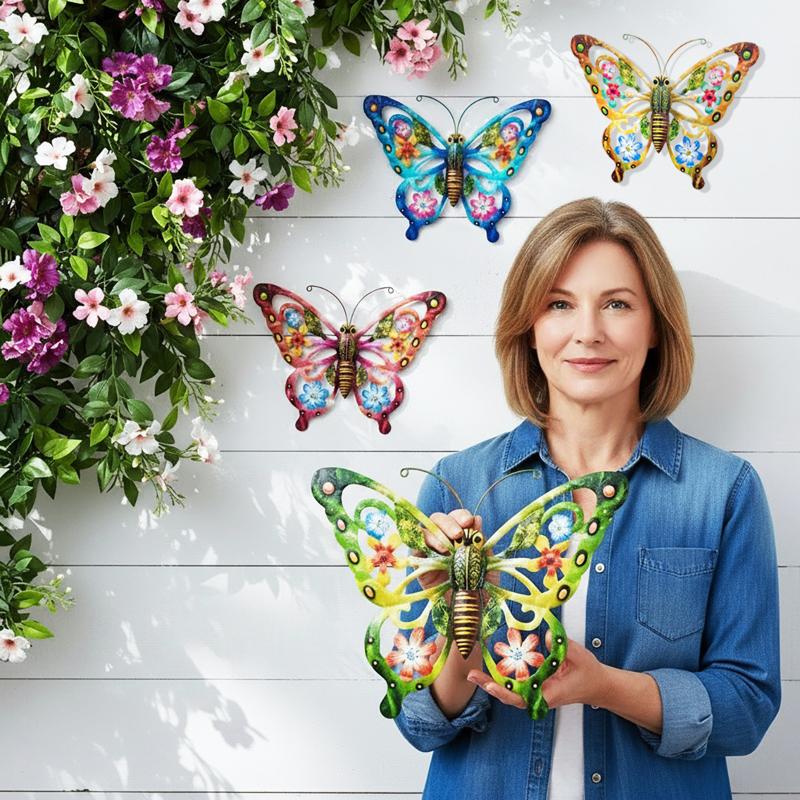 New Large Cutout Metal Butterfly Wall Art, Rust-Proof Outdoor Metal Sculpture For Garden Fence Patio Yard - Unique Gift