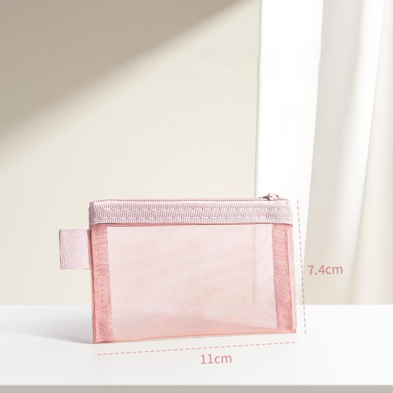 1Pc Portable Mini Zipper Mesh Storage Bag New Coin Purse Small Square Mesh Coin Purse Travel Storage Carry Pouch With Zippered