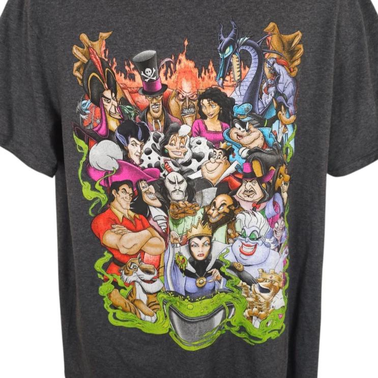 Disney Villains T Shirt Mens Size XL Gray Evil Queen Gaston Ursula Cruella 3XL