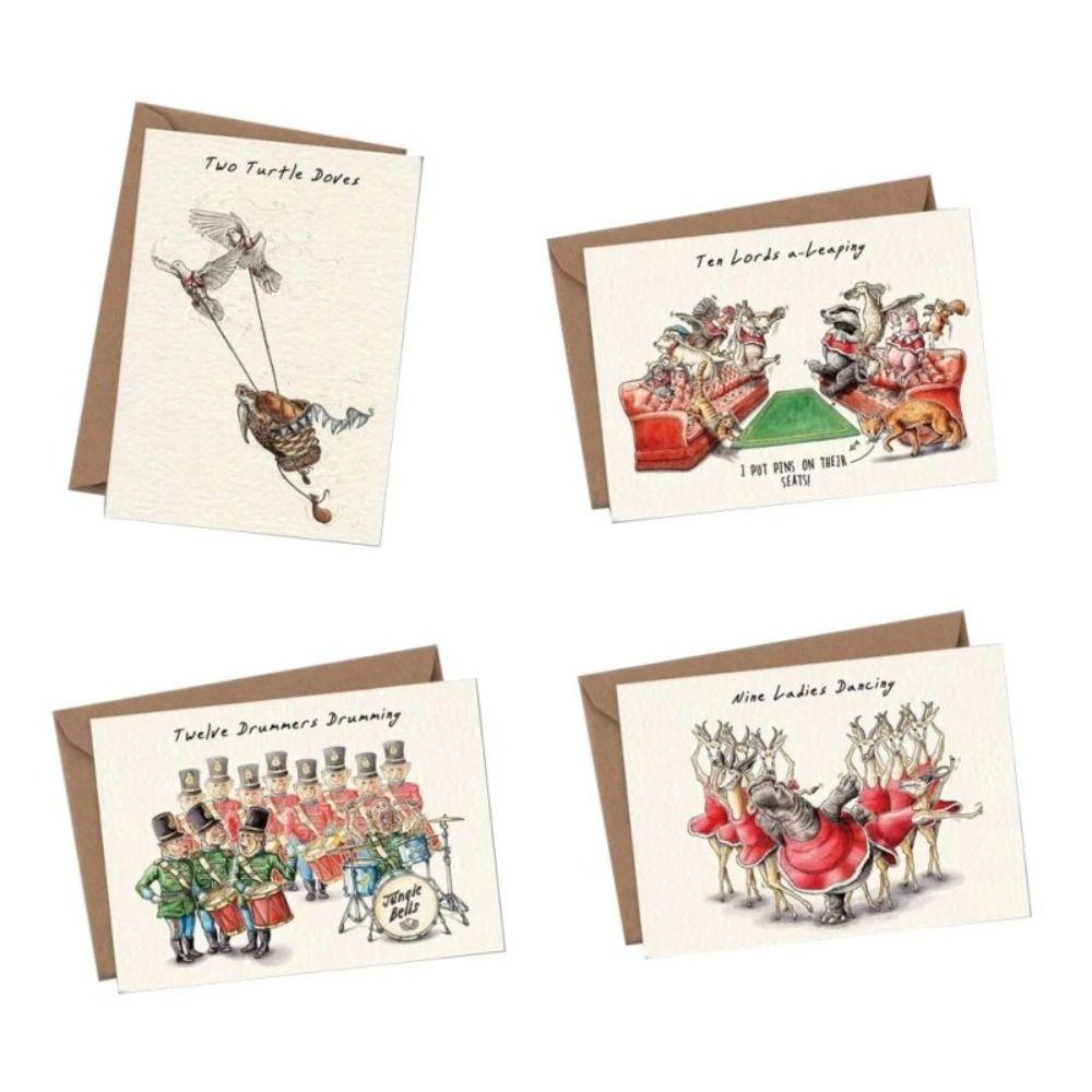 12pcs/set Quirky Christmas Countdown Gift Card Set Separate Postcard Set Christmas Card Set  Party