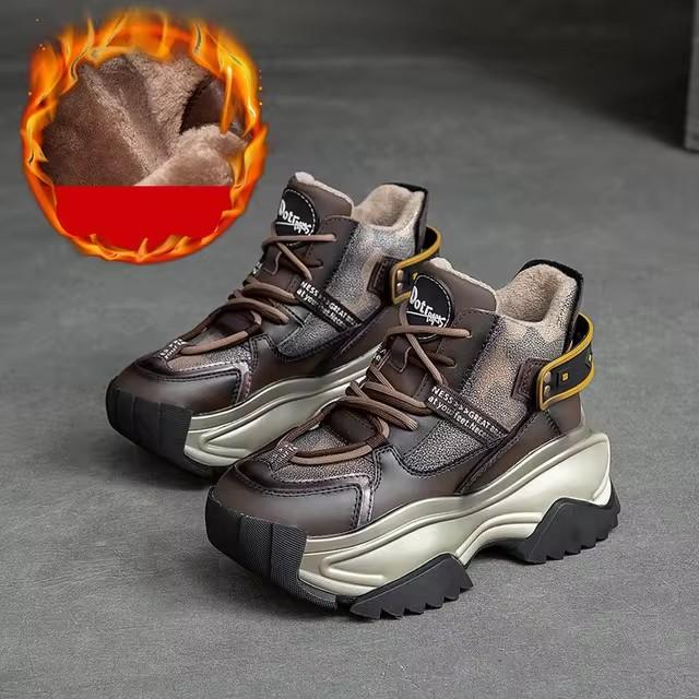 GKTINOO Genuine Leather Mixed Colors Sneakers 2024 New Casual Winter Plush Women's Shoes Thick Sole Retro Sports Shoes