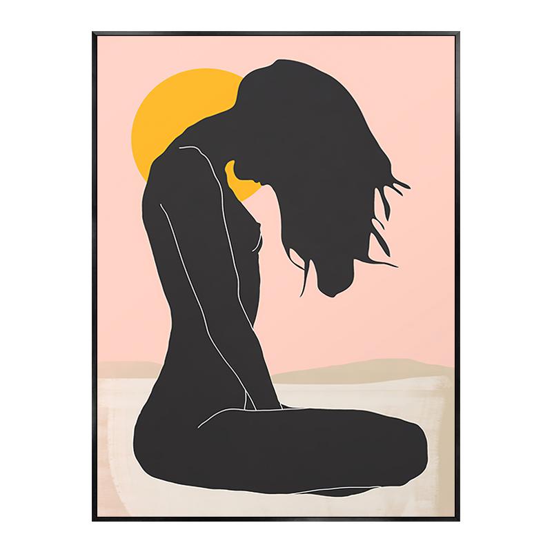 Abstract Nude Girl African Woman Monstera Leaves Poster Nordic Canvas Painting Wall Art Pictures Living Room Home Decor Modern