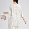 DIMANAF 2025 New Summer Basic Shirt Women Lace O-Neck Blouse Tops Tees Loose White Short Tees