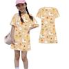 Girls Loose Fit Short Sleeve Dress Lightweight Summer Dress Kids Round Neck Dress with Animal Print Pattern Casual Kids Dress for Everyday Wear