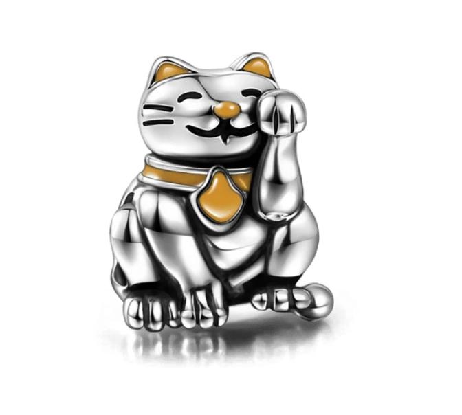 925 Silver Cat Charm Fish Pendant DIY Bracelet Jewelry Gift for Women Fashion Pet Lover Accessories