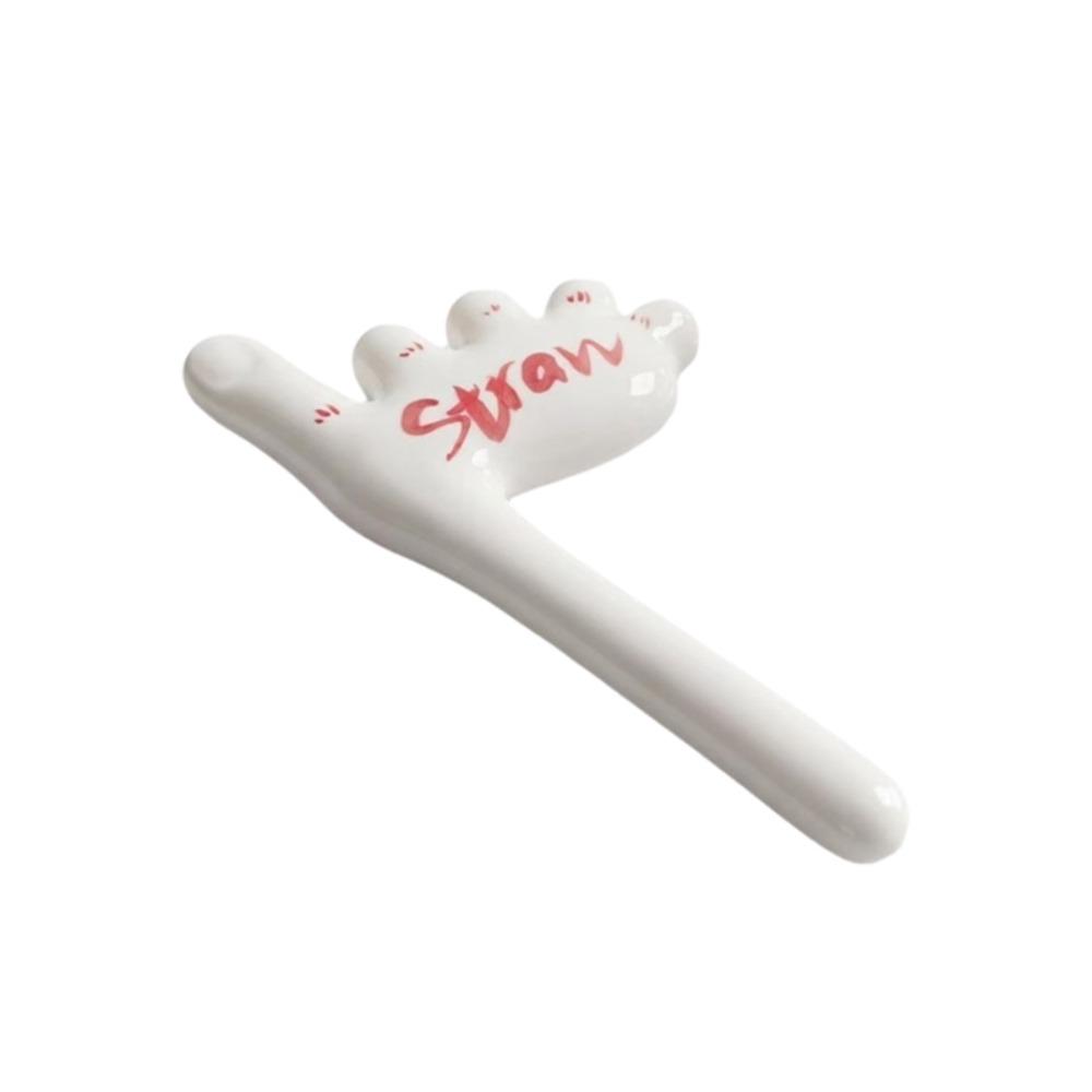 Reusable Thumb Straw Ceramic Foot Shape Straw Creative Toe Shape Straw Coffee