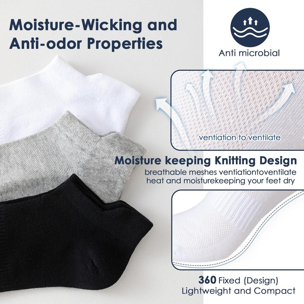 6 Pairs Ankle Socks Womens and Mens Couple Student Cotton Ear New Plus Size Mesh Athletic Sports Running Solid Color Boat Socks