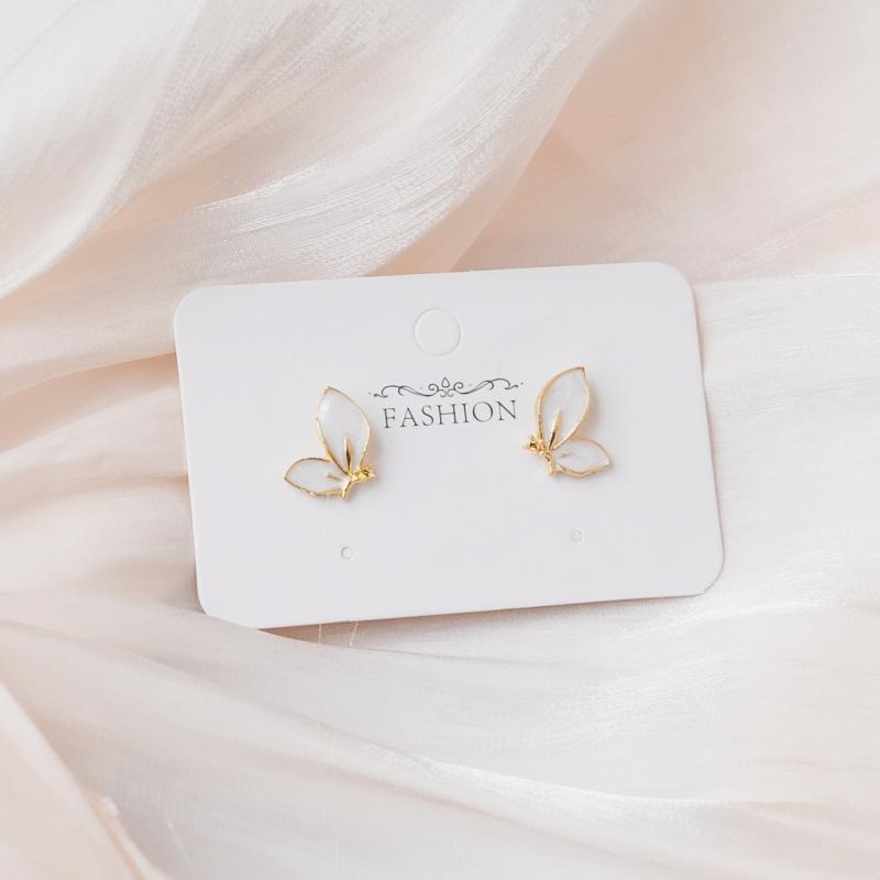 

White Enamel Butterfly Stud Earrings Gold Color Metal Side Women s Small Earrings Temperamental Female Ear Accessories 2023
