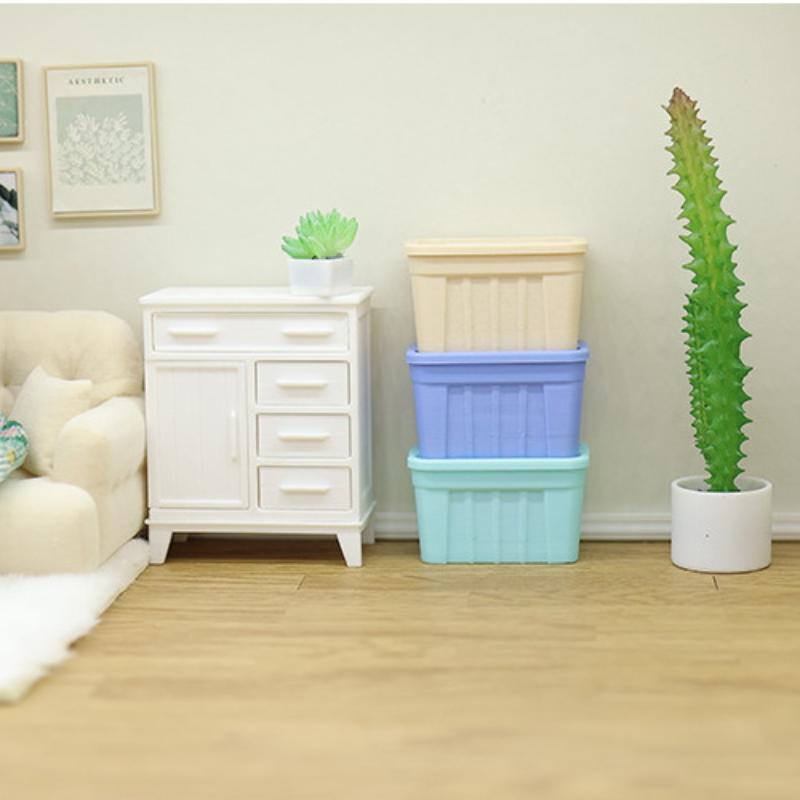 1Pcs 1:12 Dollhouse Mini Color Storage Box With Lid Model Home Decoration Dolls House Micro Scene Ornaments Decor Props