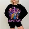 Simple Womens Pullovers KPop Demon Hunters Print Loose Sweatshirts Soft Female Clothing