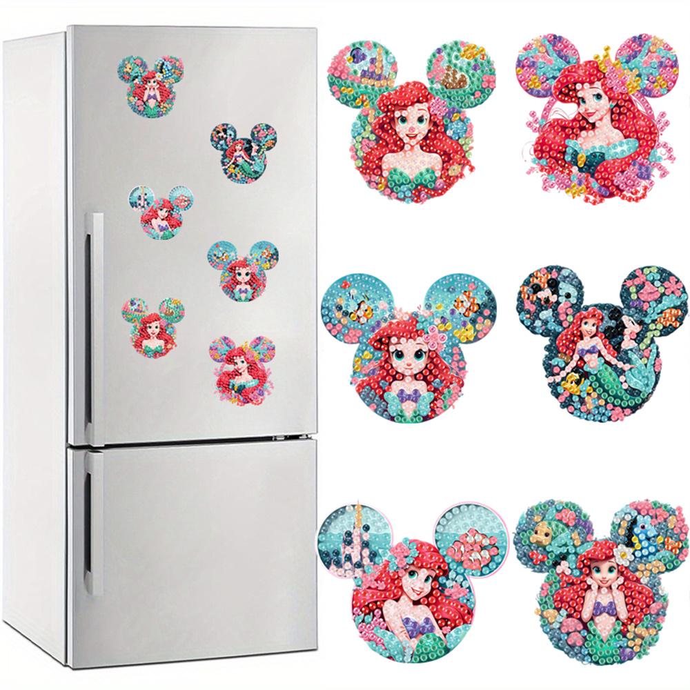6Pcs Mermaid Series Diamond Art Fridge Magnet Diamond Painting Refrigerator Magnet DIY Fridge Stickers for Fridge Whiteboards