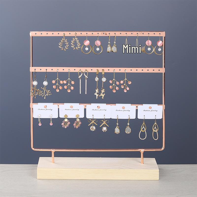 Solid Wood Iron Art Earring Holder Jewelry Display Stand for Home Storage and Hanging Ear Studs.