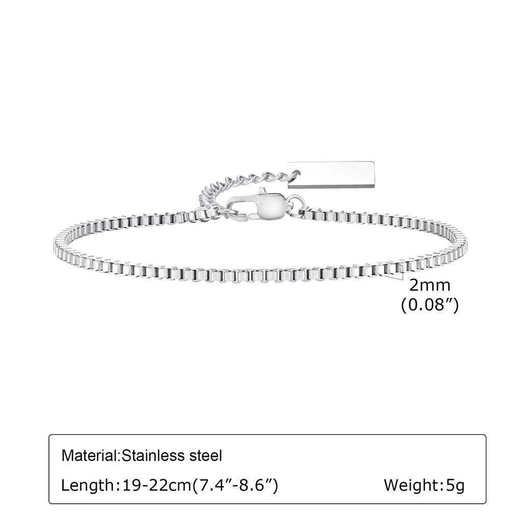 Men's Thin Chain Bracelet,Never Fade Stainless Steel Adjustable Wristband,Minimalist Hip Hop Jewelry Gift