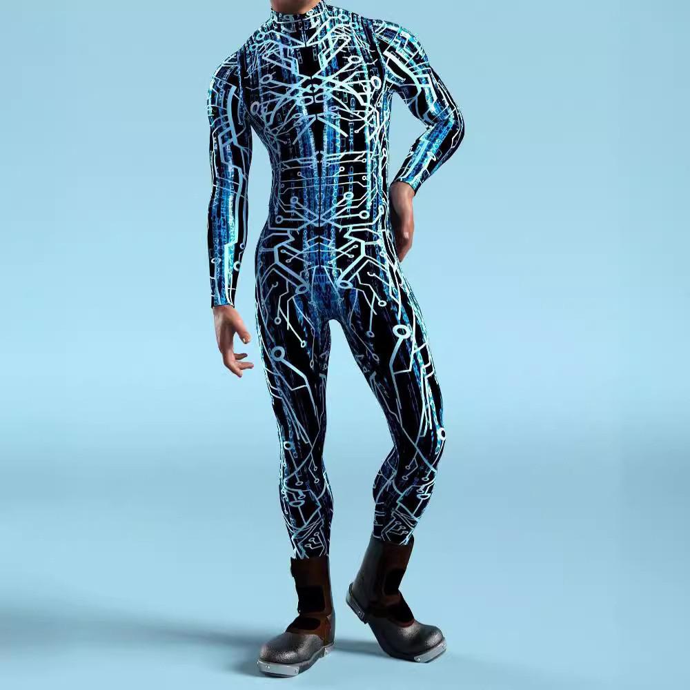 Halloween Cosplay Adult Jumpsuits With Mechanical Print For Play Character