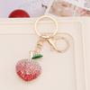Peach Keychain Full Diamond Gradient Sparkling Crystal Alloy Fruit Key Ring with Lobster Clasp for Keys Bags Car Backpack Pendant Charm Gift